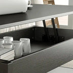 Lift Top Coffee Table with Hidden Compartment, 2 Drawers & Open Shelf, 44.1"W x 21.7"D, Industrial Style