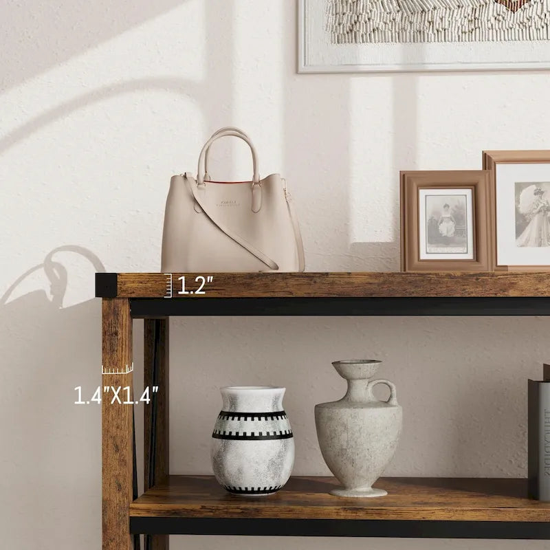 3-Tier Farmhouse Console Table, 47.2" Entryway Sofa Table, MDF Top, Grey or Brown