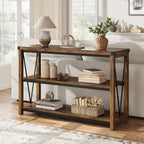 3-Tier Farmhouse Console Table, 47.2" Entryway Sofa Table, MDF Top, Grey or Brown