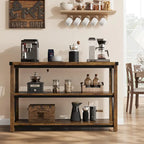 3-Tier Farmhouse Console Table, 47.2" Entryway Sofa Table, MDF Top, Grey or Brown