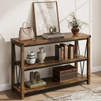 3-Tier Farmhouse Console Table, 47.2" Entryway Sofa Table, MDF Top, Grey or Brown