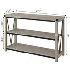 3-Tier Farmhouse Console Table, 47.2" Entryway Sofa Table, MDF Top, Grey or Brown