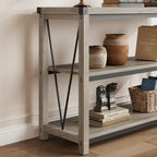 3-Tier Farmhouse Console Table, 47.2" Entryway Sofa Table, MDF Top, Grey or Brown