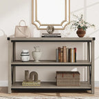 3-Tier Farmhouse Console Table, 47.2" Entryway Sofa Table, MDF Top, Grey or Brown