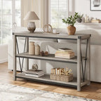 3-Tier Farmhouse Console Table, 47.2" Entryway Sofa Table, MDF Top, Grey or Brown