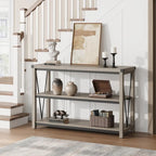 3-Tier Farmhouse Console Table, 47.2" Entryway Sofa Table, MDF Top, Grey or Brown