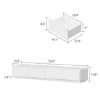 White High Gloss TV Stand with LED Lighting, 70.9" Wide, Open Shelving & Soft-Close Cabinets