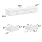 White High Gloss TV Stand with LED Lighting, 70.9" Wide, Open Shelving & Soft-Close Cabinets