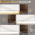 White High Gloss TV Stand with LED Lighting, 70.9" Wide, Open Shelving & Soft-Close Cabinets