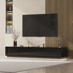 White High Gloss TV Stand with LED Lighting, 70.9" Wide, Open Shelving & Soft-Close Cabinets