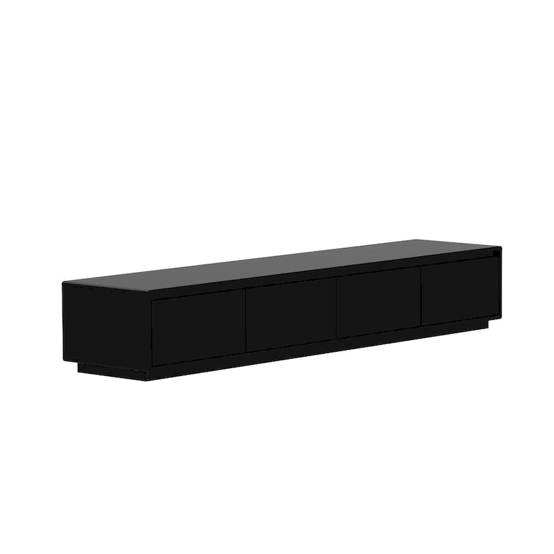 White High Gloss TV Stand with LED Lighting, 70.9" Wide, Open Shelving & Soft-Close Cabinets