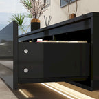 White High Gloss TV Stand with LED Lighting, 70.9" Wide, Open Shelving & Soft-Close Cabinets