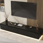 White High Gloss TV Stand with LED Lighting, 70.9" Wide, Open Shelving & Soft-Close Cabinets