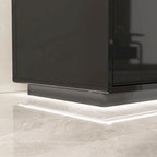 White High Gloss TV Stand with LED Lighting, 70.9" Wide, Open Shelving & Soft-Close Cabinets