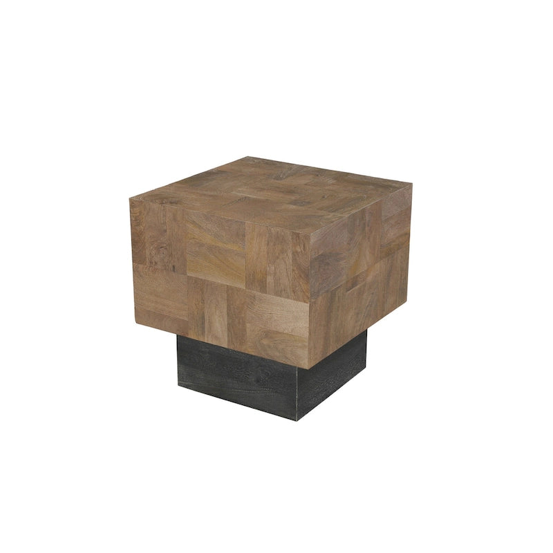 Solid Mango Wood Side End Table | Modern Style | Dark Brown / Brown / Dark Gray