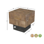 Solid Mango Wood Side End Table | Modern Style | Dark Brown / Brown / Dark Gray