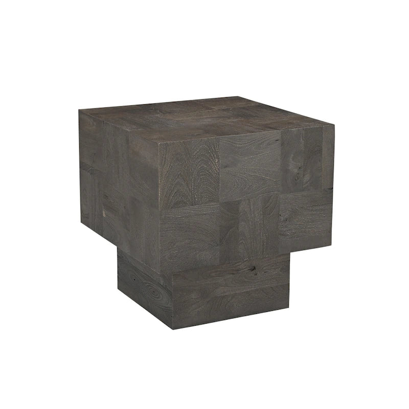 Solid Mango Wood Side End Table | Modern Style | Dark Brown / Brown / Dark Gray