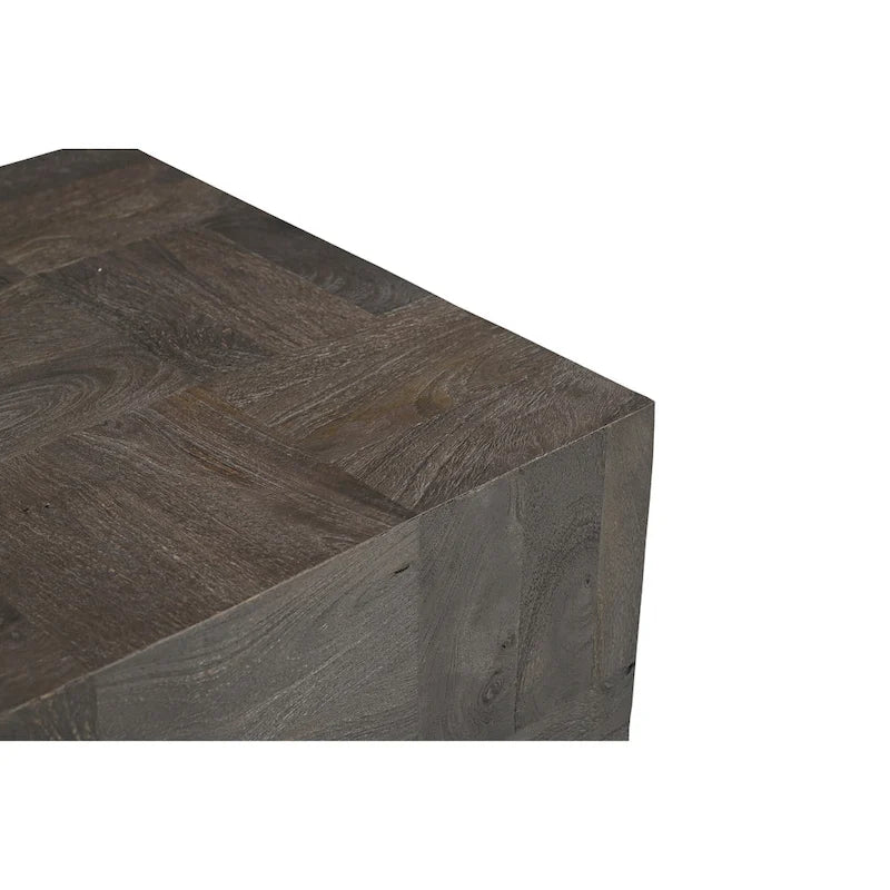 Solid Mango Wood Side End Table | Modern Style | Dark Brown / Brown / Dark Gray