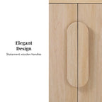 64" Modern Sideboard with Waterfall Edges, Wooden Pulls & Storage Shelves, MDF, 64W x 20D x 30H in