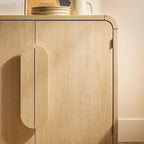64" Modern Sideboard with Waterfall Edges, Wooden Pulls & Storage Shelves, MDF, 64W x 20D x 30H in