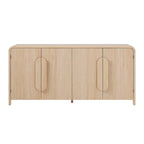 64" Modern Sideboard with Waterfall Edges, Wooden Pulls & Storage Shelves, MDF, 64W x 20D x 30H in