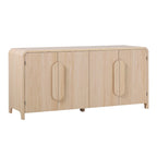 64" Modern Sideboard with Waterfall Edges, Wooden Pulls & Storage Shelves, MDF, 64W x 20D x 30H in