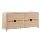 64" Modern Sideboard with Waterfall Edges, Wooden Pulls & Storage Shelves, MDF, 64W x 20D x 30H in
