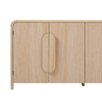 64" Modern Sideboard with Waterfall Edges, Wooden Pulls & Storage Shelves, MDF, 64W x 20D x 30H in