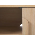 64" Modern Sideboard with Waterfall Edges, Wooden Pulls & Storage Shelves, MDF, 64W x 20D x 30H in