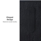 64" Modern Sideboard with Waterfall Edges, Wooden Pulls & Storage Shelves, MDF, 64W x 20D x 30H in