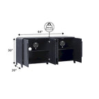 64" Modern Sideboard with Waterfall Edges, Wooden Pulls & Storage Shelves, MDF, 64W x 20D x 30H in