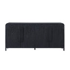 64" Modern Sideboard with Waterfall Edges, Wooden Pulls & Storage Shelves, MDF, 64W x 20D x 30H in