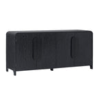 64" Modern Sideboard with Waterfall Edges, Wooden Pulls & Storage Shelves, MDF, 64W x 20D x 30H in