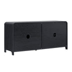 64" Modern Sideboard with Waterfall Edges, Wooden Pulls & Storage Shelves, MDF, 64W x 20D x 30H in