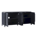 64" Modern Sideboard with Waterfall Edges, Wooden Pulls & Storage Shelves, MDF, 64W x 20D x 30H in