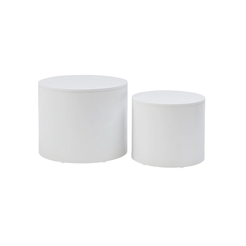 Nesting Coffee Table Set of 2, Round Side Tables, Water-Resistant, No Assembly Required, White & Black